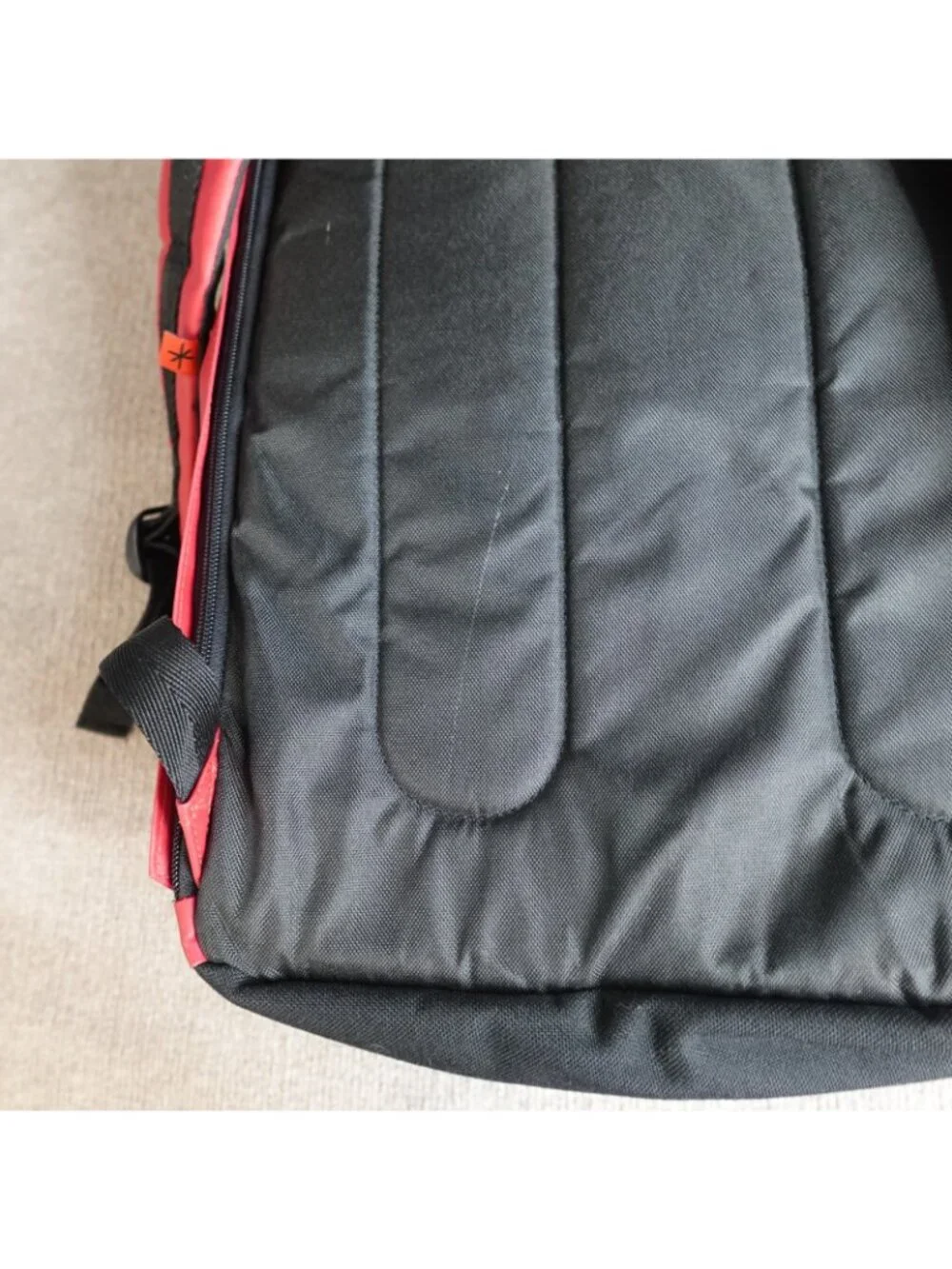 Shrine Backpack Black Red Solid Sneaker Compartment Travel